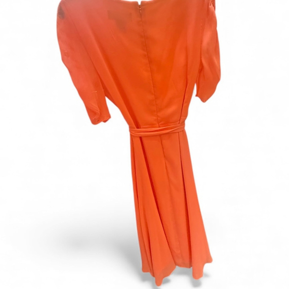 DKNY Women's Coral Wrap Midi Dress with Ruched Sleeves Size 4- Retail Price $140 - Picture 2 of 12